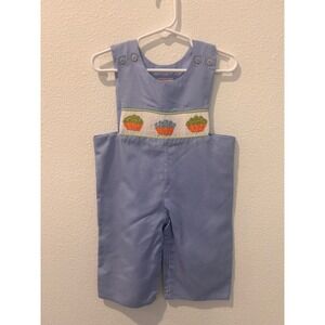 Castles & Crowns Baby Boys Blue Gingham Cupcake Smocked Longall Romper 12M